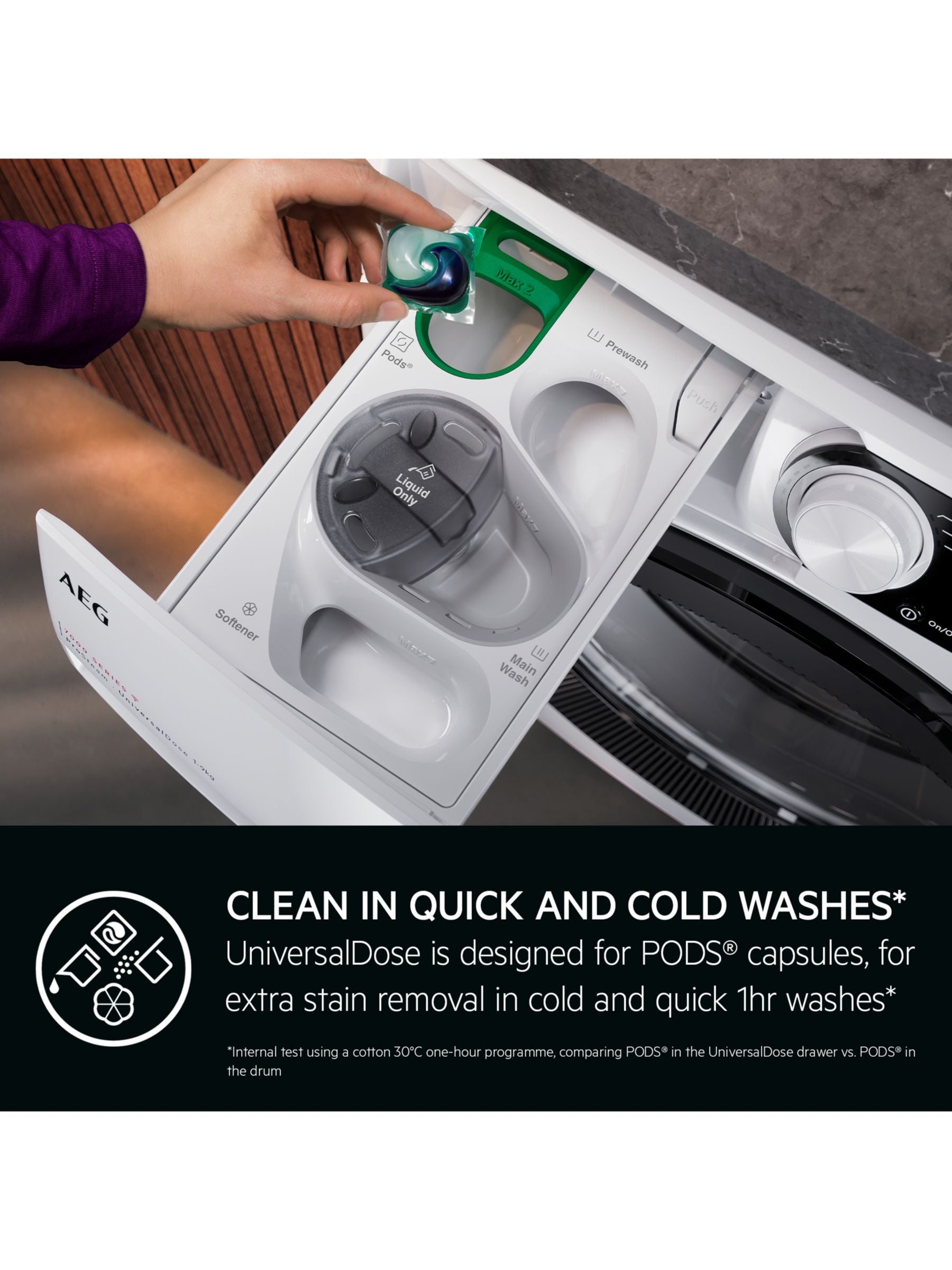 AEG 8000 LWR8516O5UD Freestanding Washer Dryer, 10Kg/6kg Load, 1600rpm Spin, White
