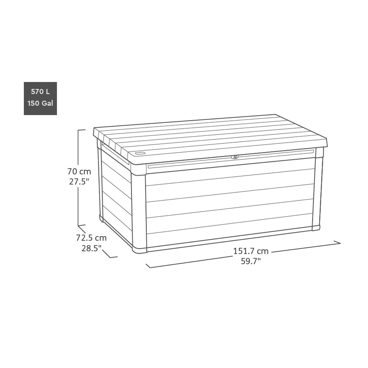 Keter Cortina 570 Litre Outdoor Storage Deck Box UV protection Weather resistant