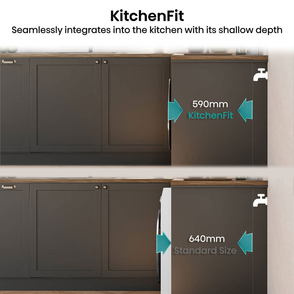 Hisense KitchenFit 5i Series WD5I1245BWR, 12kg/ 8kg Washer Dryer, D Rated in White