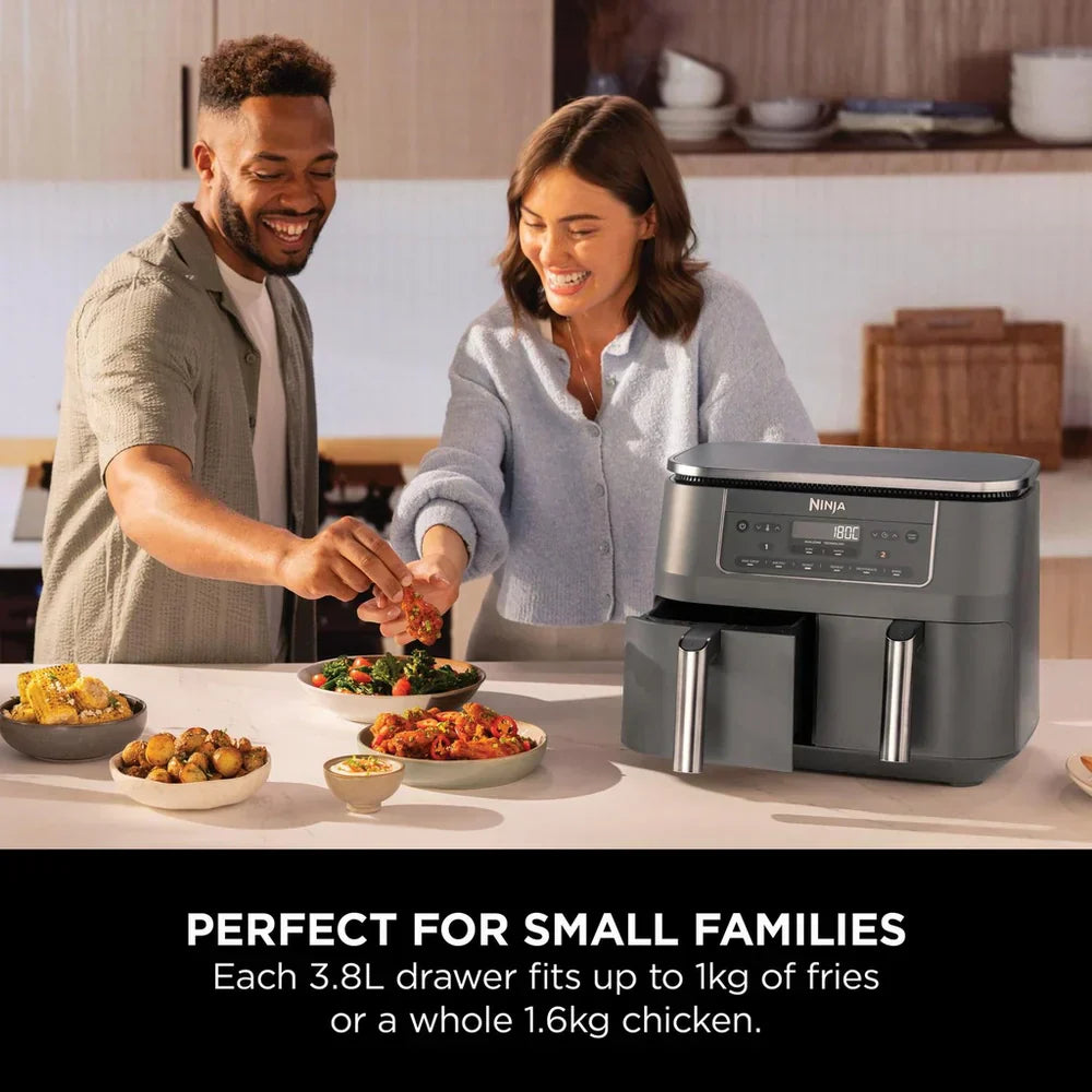 Ninja 6 in 1 Dual Zone Air Fryer 7.6L DZ300UK - Gun Metal Grey