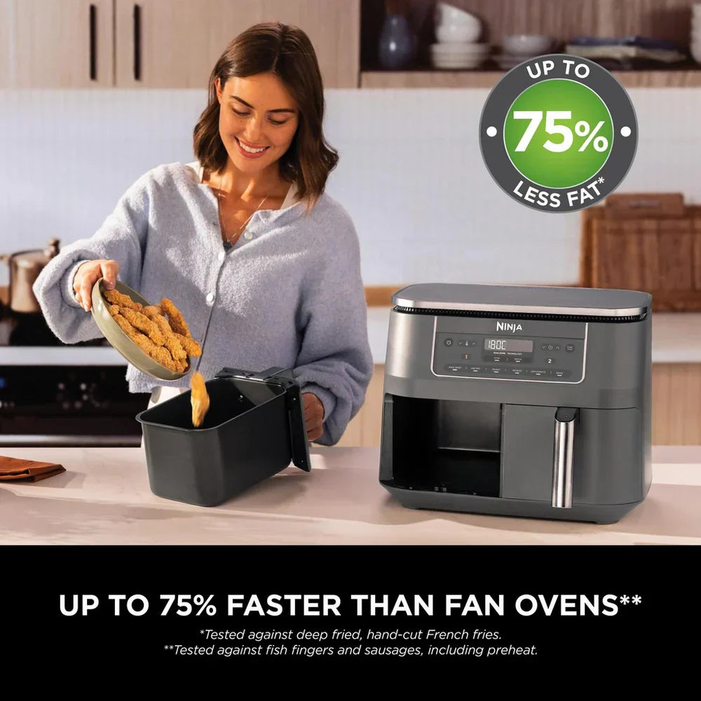 Ninja 6 in 1 Dual Zone Air Fryer 7.6L DZ300UK - Gun Metal Grey